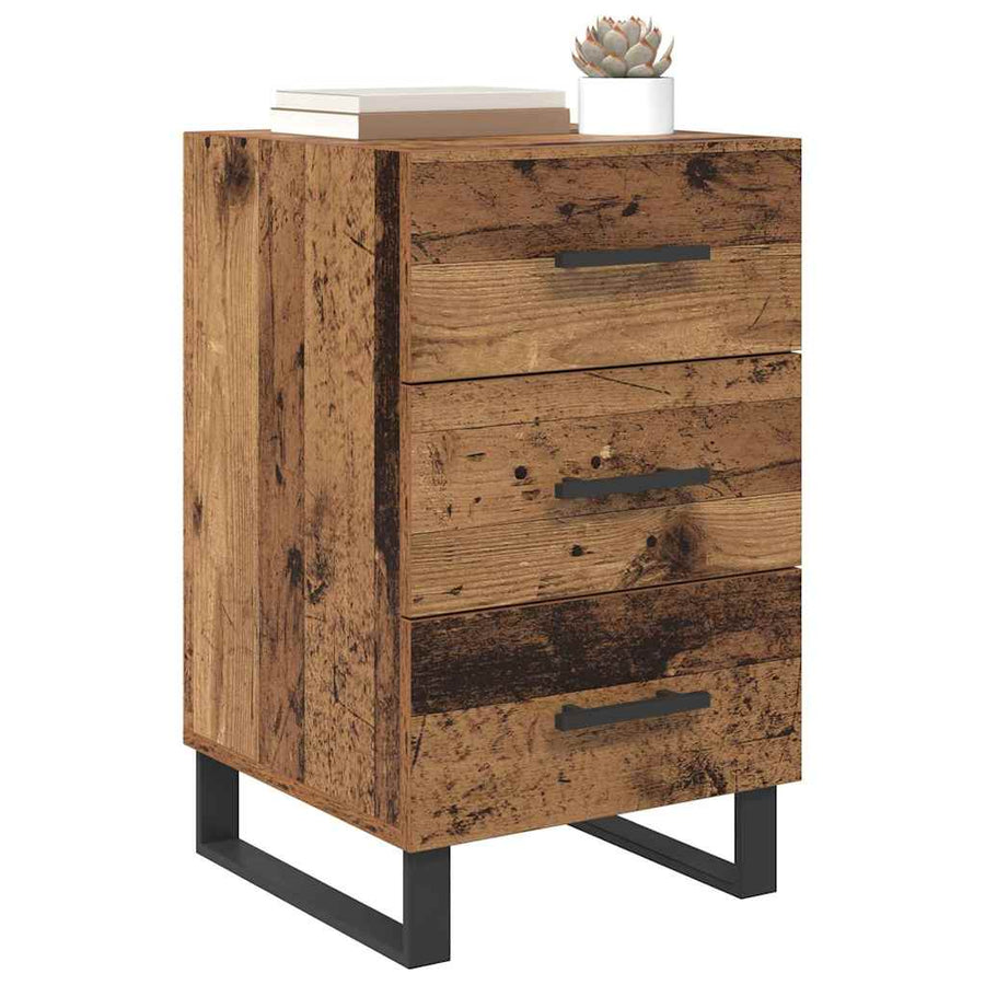 Nachtkastje met lade Oud Hout 40 x 40 x 66 cm Bewerkt hout