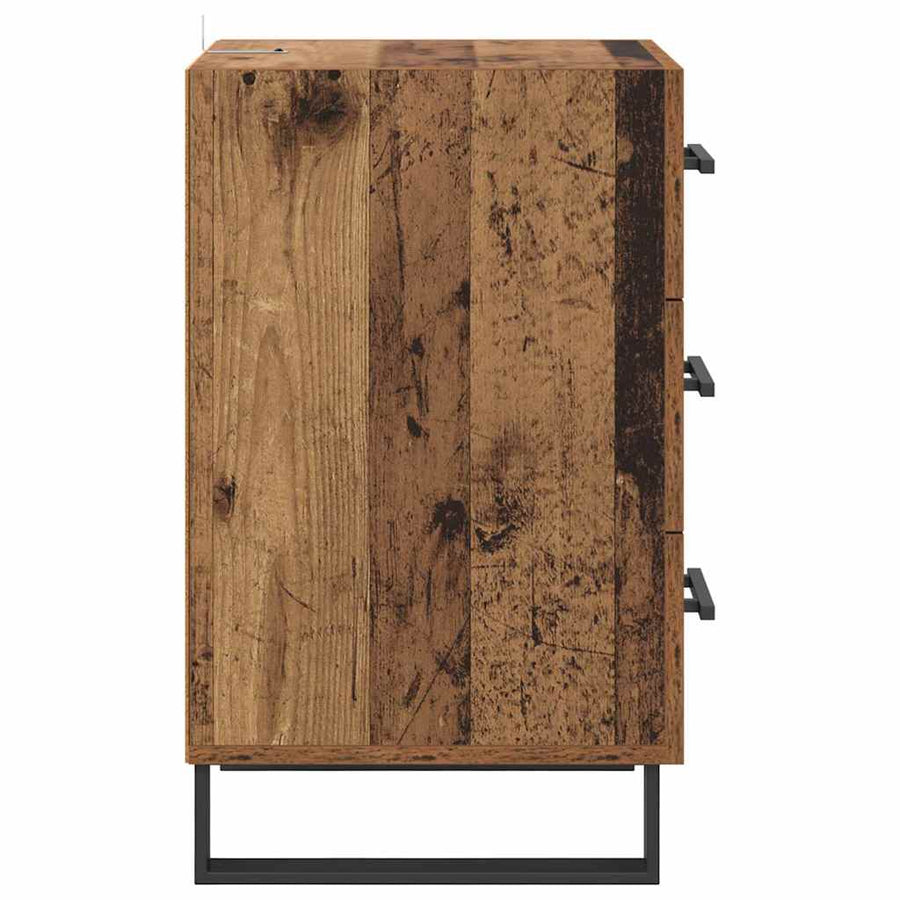 Nachtkastje met lade Oud Hout 40 x 40 x 66 cm Bewerkt hout
