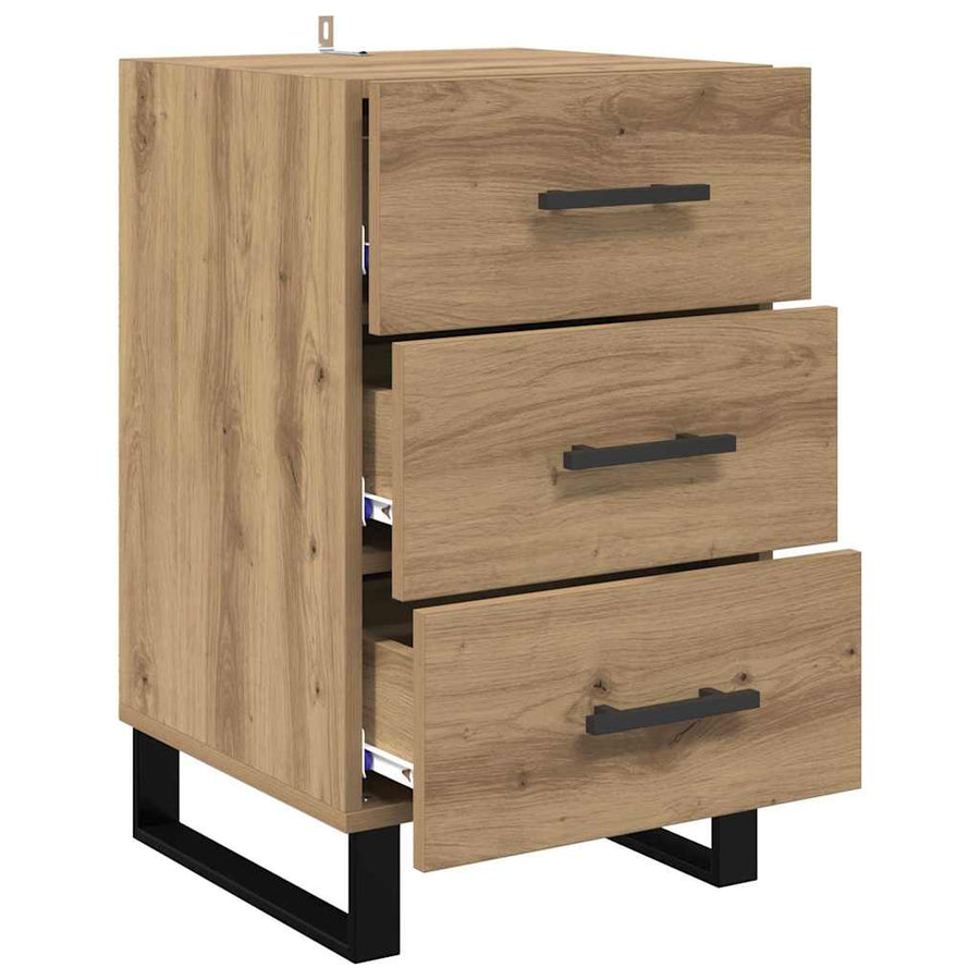 Nachtkastje met lade Artisan Eiken 40 x 40 x 66 cm Bewerkt hout