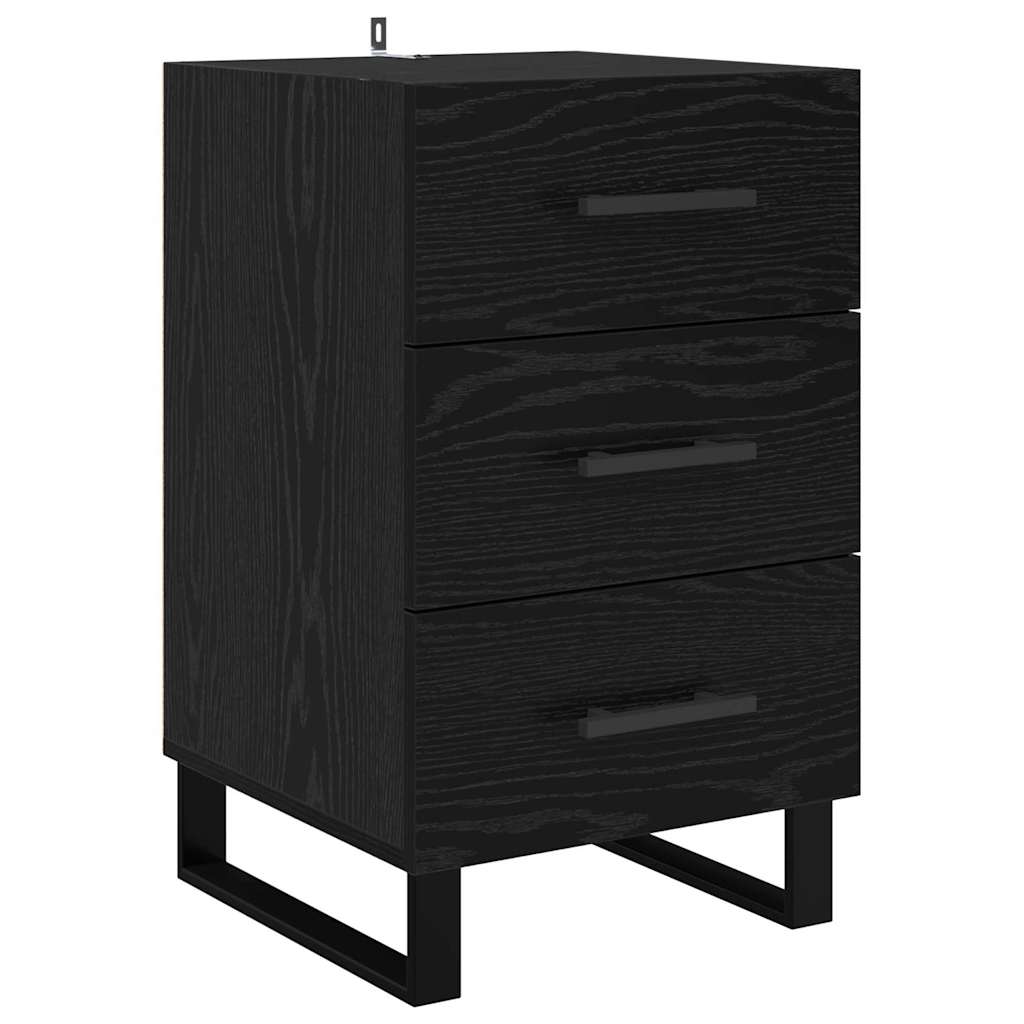 Nachtkastje met lade Zwart Eiken 40 x 40 x 66 cm Bewerkt hout