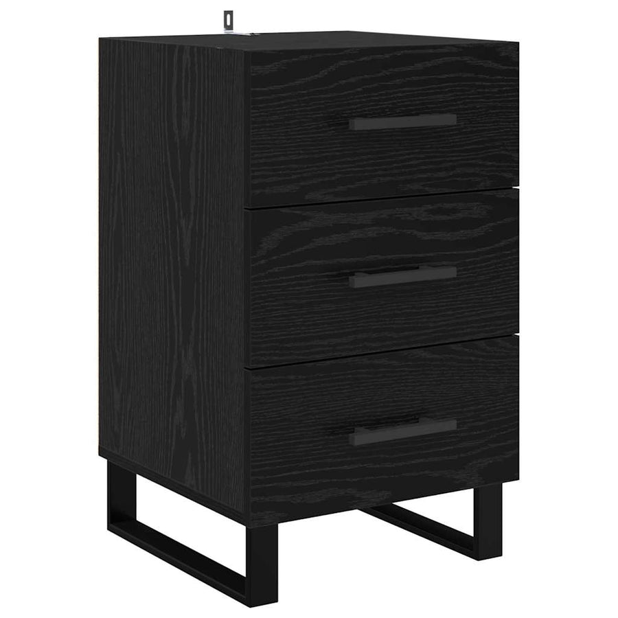 Nachtkastje met lade Zwart Eiken 40 x 40 x 66 cm Bewerkt hout