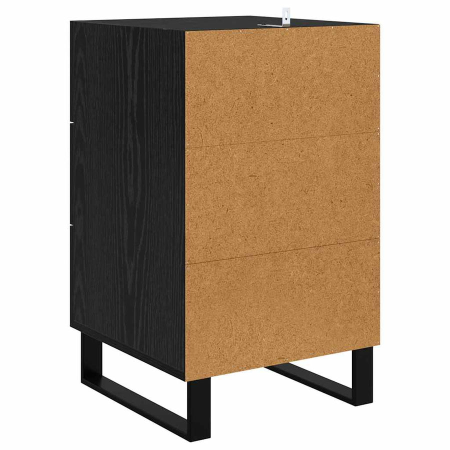 Nachtkastje met lade Zwart Eiken 40 x 40 x 66 cm Bewerkt hout