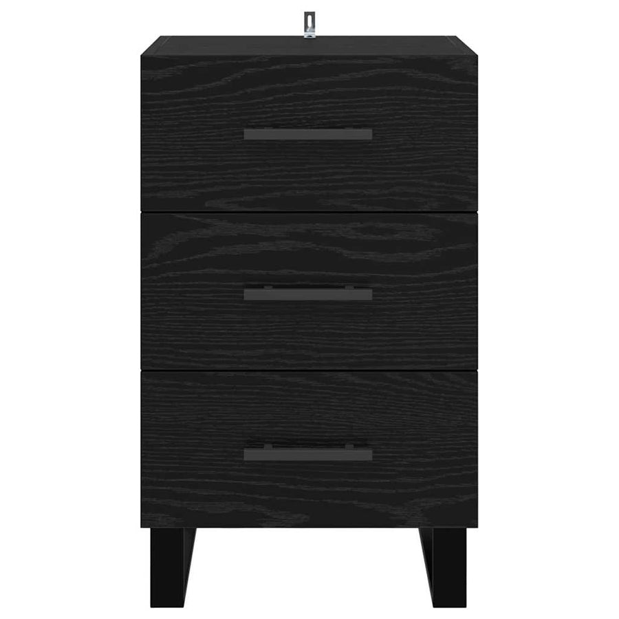 Nachtkastje met lade Zwart Eiken 40 x 40 x 66 cm Bewerkt hout