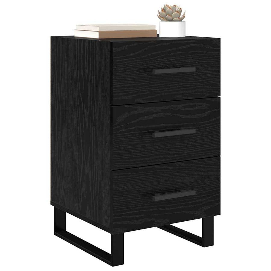 Nachtkastje met lade Zwart Eiken 40 x 40 x 66 cm Bewerkt hout