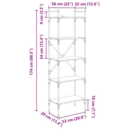 Boekenkast Oud Hout 56 x 32 x 174 cm Bewerkt hout