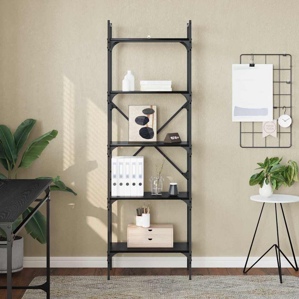 Boekenkast Zwart Eiken 56 x 32 x 174 cm Bewerkt hout