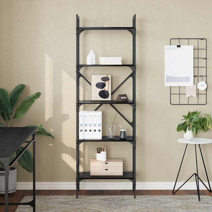 Boekenkast Zwart Eiken 56 x 32 x 174 cm Bewerkt hout
