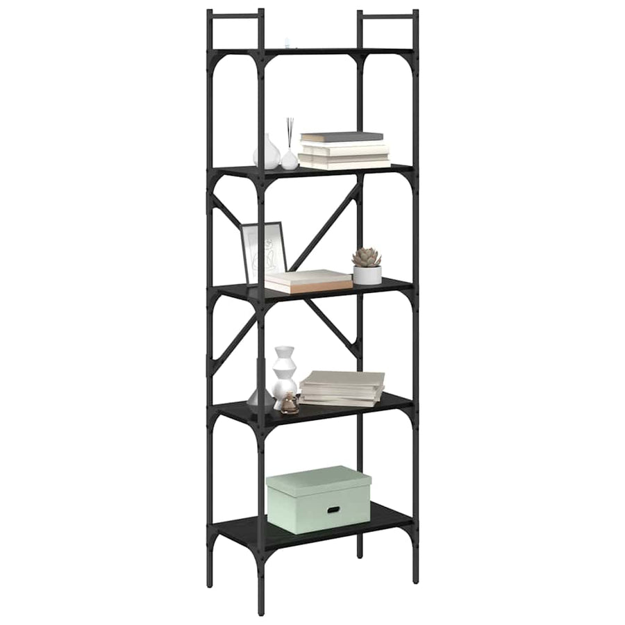 Boekenkast Zwart Eiken 56 x 32 x 174 cm Bewerkt hout