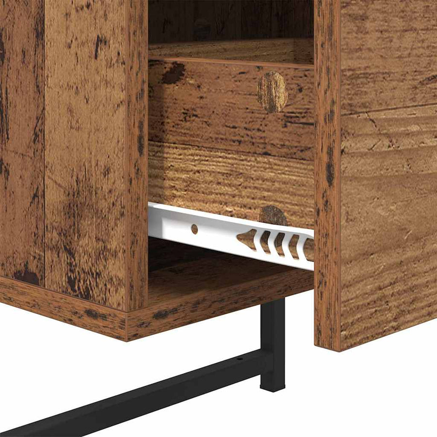 Nachtkastje met lade Oud Hout 35 x 30 x 51 cm Bewerkt hout