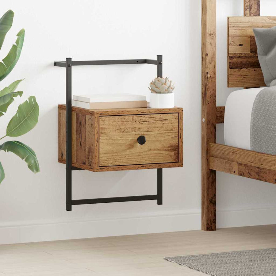 Nachtkastje met lade Oud Hout 35 x 30 x 51 cm Bewerkt hout