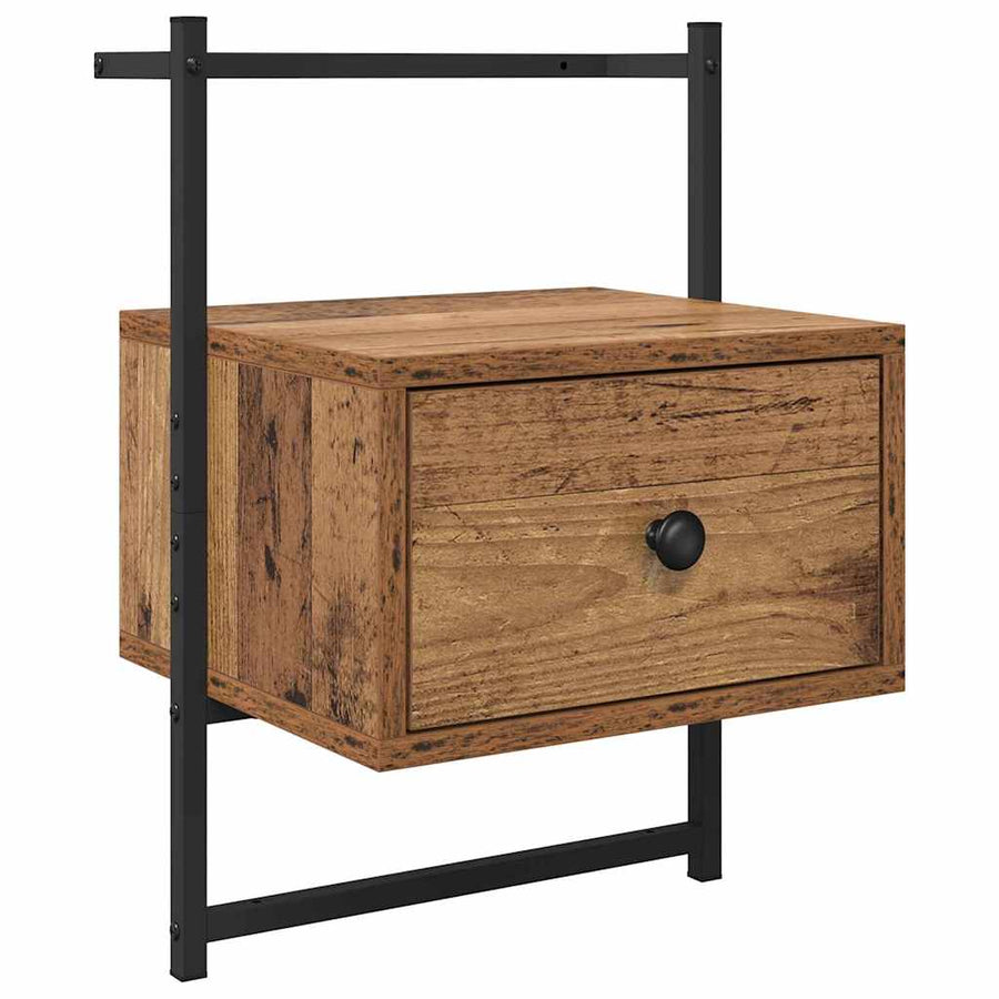 Nachtkastje met lade Oud Hout 35 x 30 x 51 cm Bewerkt hout