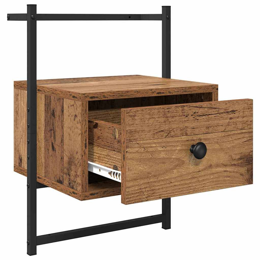 Nachtkastje met lade Oud Hout 35 x 30 x 51 cm Bewerkt hout