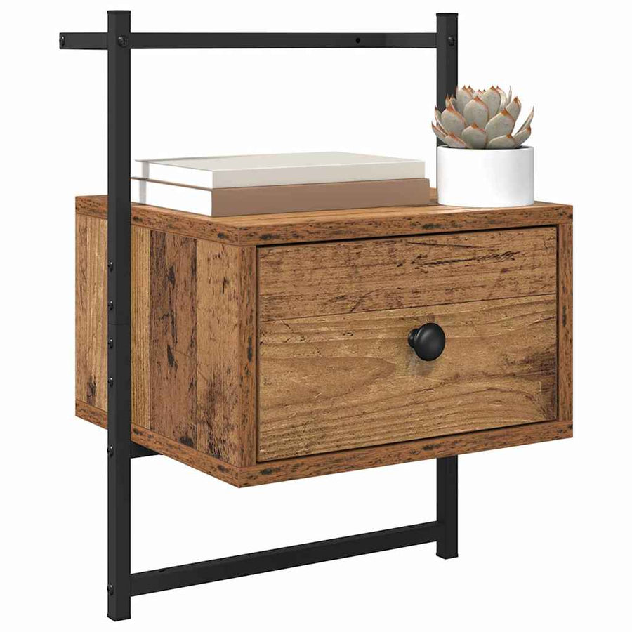 Nachtkastje met lade Oud Hout 35 x 30 x 51 cm Bewerkt hout