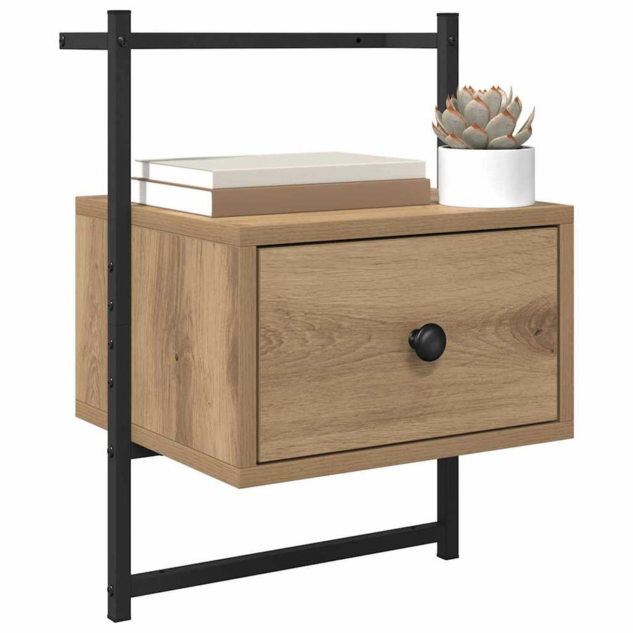 Nachtkastje met lade Artisan Eiken 35 x 30 x 51 cm Bewerkt hout