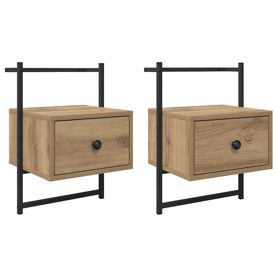 Nachtkastje 2 pcs Artisan Eiken 35 x 30 x 51 cm Bewerkt hout