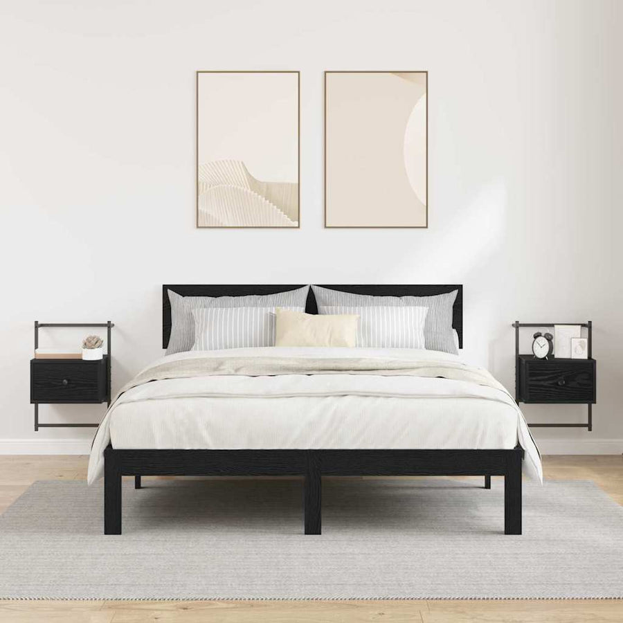 Nachtkastje 2 pcs Zwart Eiken 35 x 30 x 51 cm Bewerkt hout