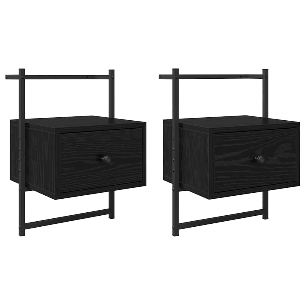 Nachtkastje 2 pcs Zwart Eiken 35 x 30 x 51 cm Bewerkt hout