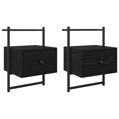 Nachtkastje 2 pcs Zwart Eiken 35 x 30 x 51 cm Bewerkt hout