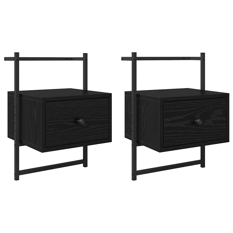 Nachtkastje 2 pcs Zwart Eiken 35 x 30 x 51 cm Bewerkt hout