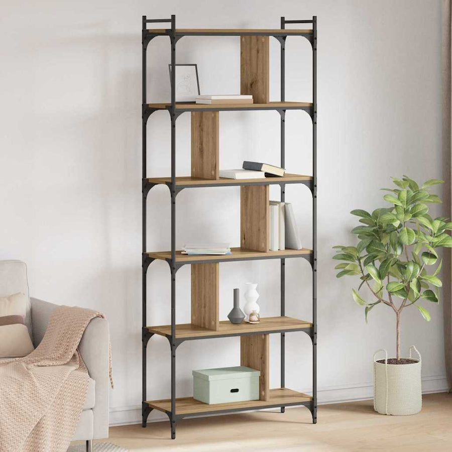Boekenkast artisanaal eikenkleurig 76 x 32 x 192 cm