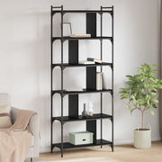 Boekenkast 76x32x192 cm zwart eiken bewerkt hout