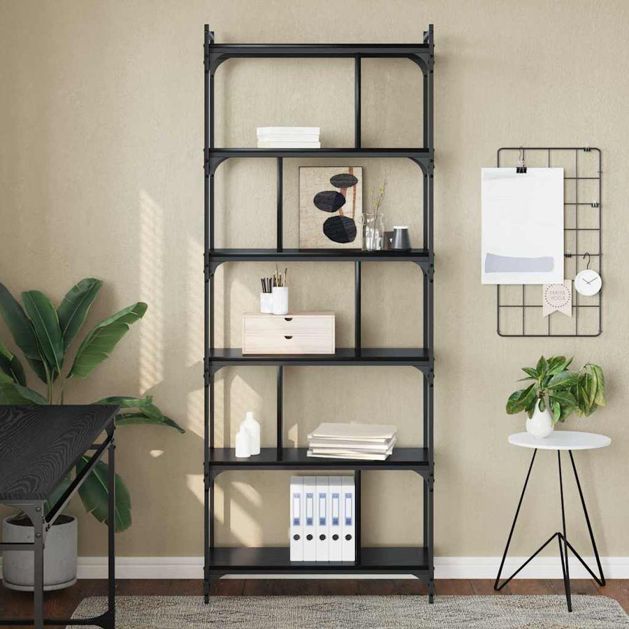 Boekenkast Zwart eiken 76 x 32 x 192 cm Bewerkt hout