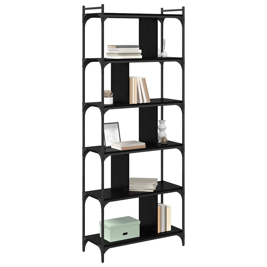 Boekenkast Zwart eiken 76 x 32 x 192 cm Bewerkt hout