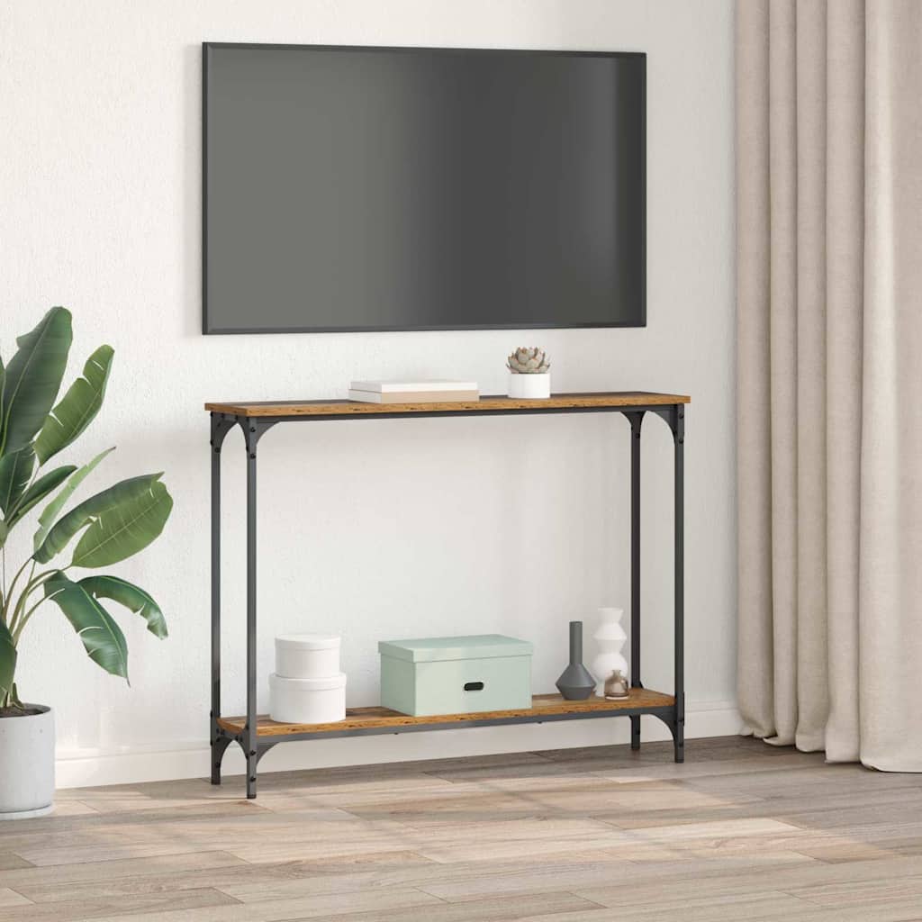 Wandtafel met plank Oud Hout 100 x 22,5 x 75 cm Bewerkt hout