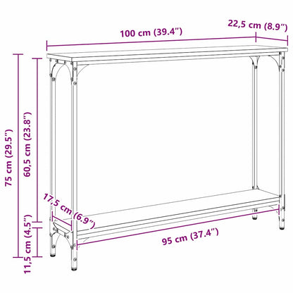 Wandtafel met plank Zwart Eiken 100 x 22,5 x 75 cm Bewerkt hout
