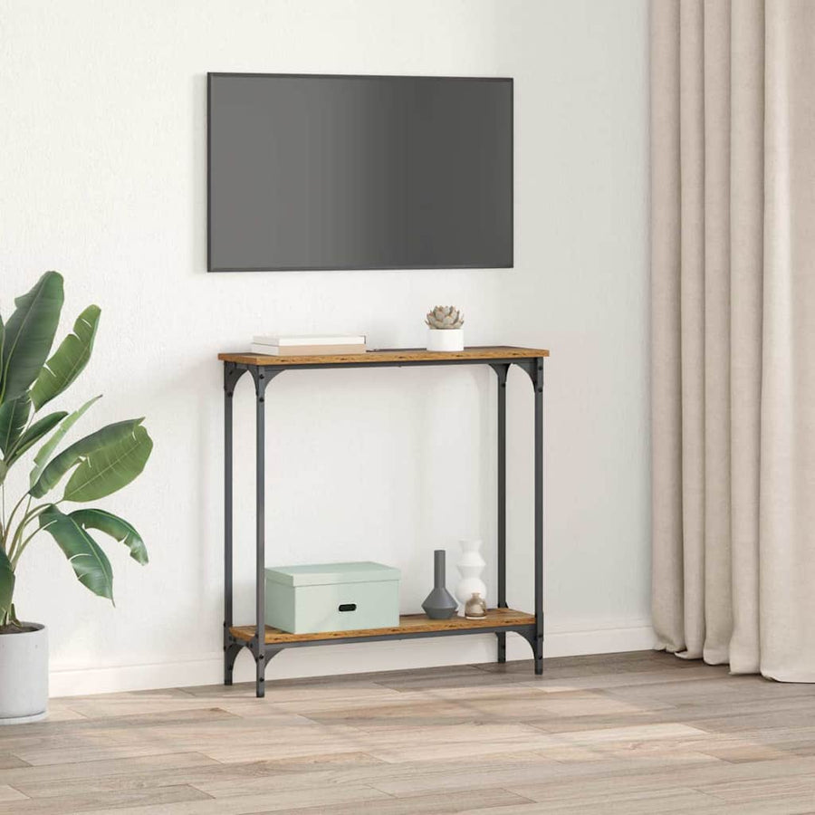 Wandtafel met plank Oud Hout 75 x 22,5 x 75 cm Bewerkt hout