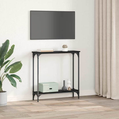 Wandtafel met plank Zwart Eiken 75 x 22,5 x 75 cm Bewerkt hout