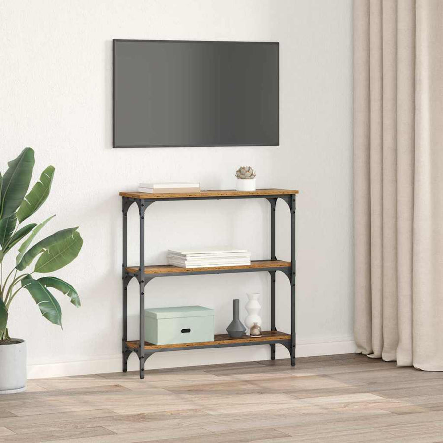 Wandtafel met plank Oudhout 75 x 22,5 x 75 cm Bewerkt hout