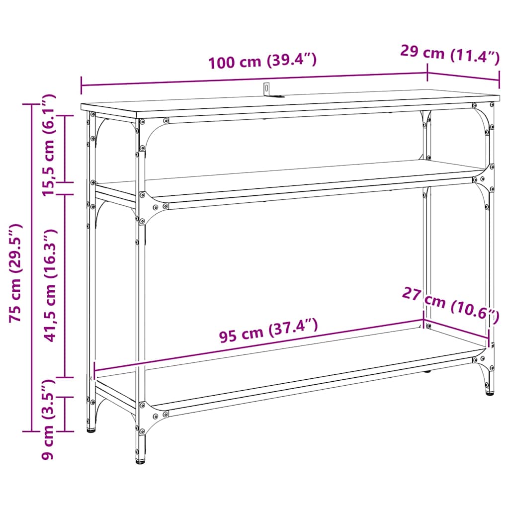 Wandtafel met plank Artisan Eiken 100 x 29 x 75 cm Bewerkt hout