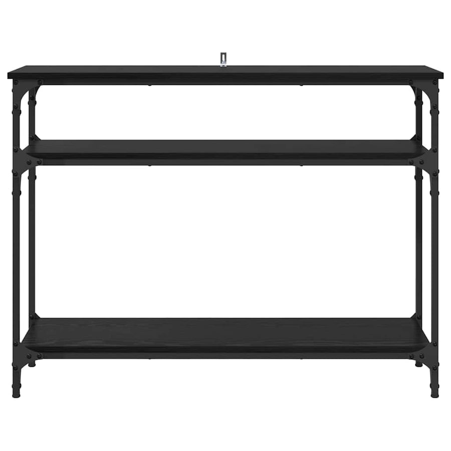 Wandtafel met plank Zwart Eiken 100 x 29 x 75 cm Bewerkt hout