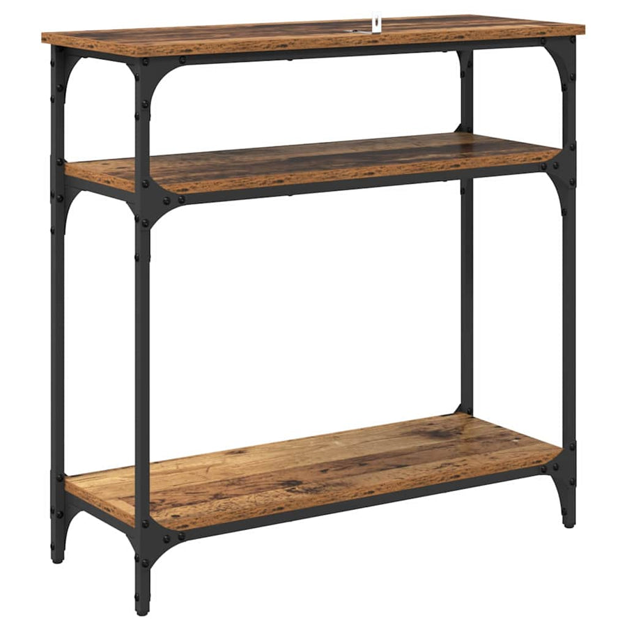Wandtafel met plank Oud Hout 75 x 29 x 75 cm Bewerkt hout