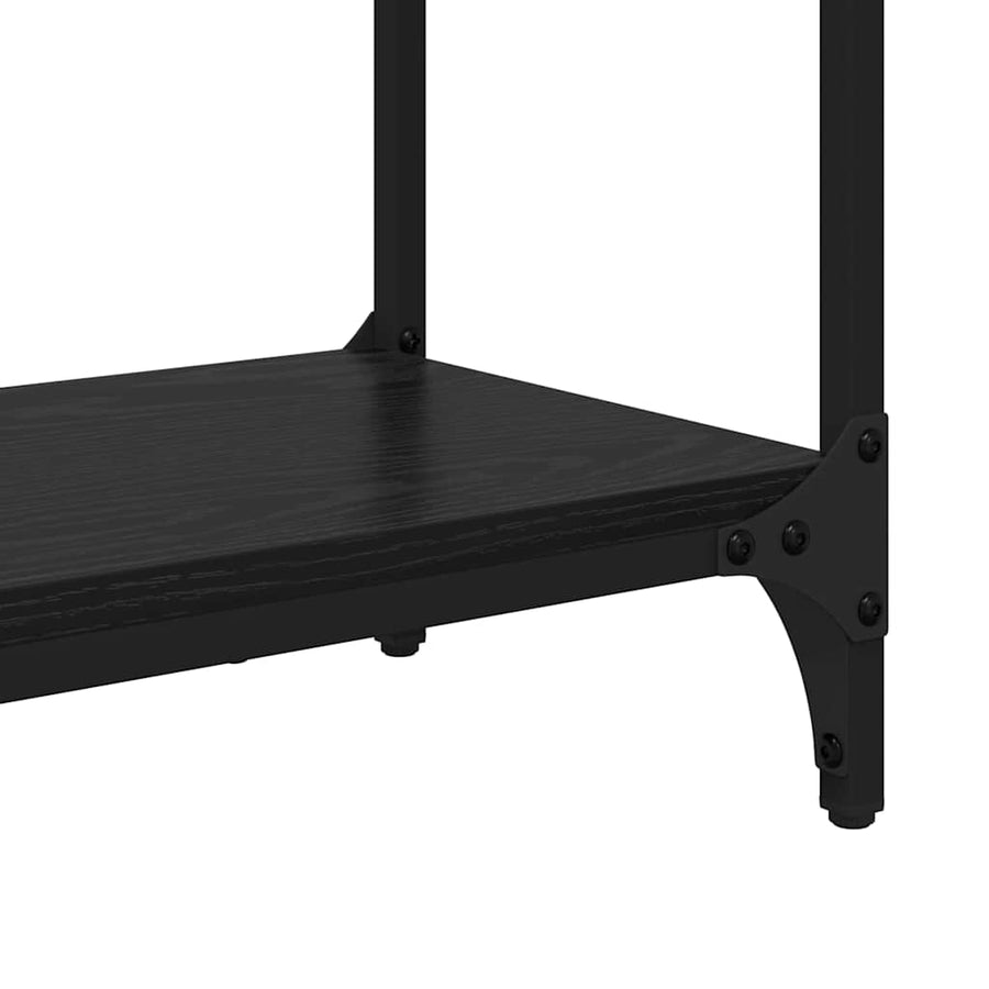 Wandtafel met plank Zwart Eiken 75 x 29 x 75 cm Bewerkt hout