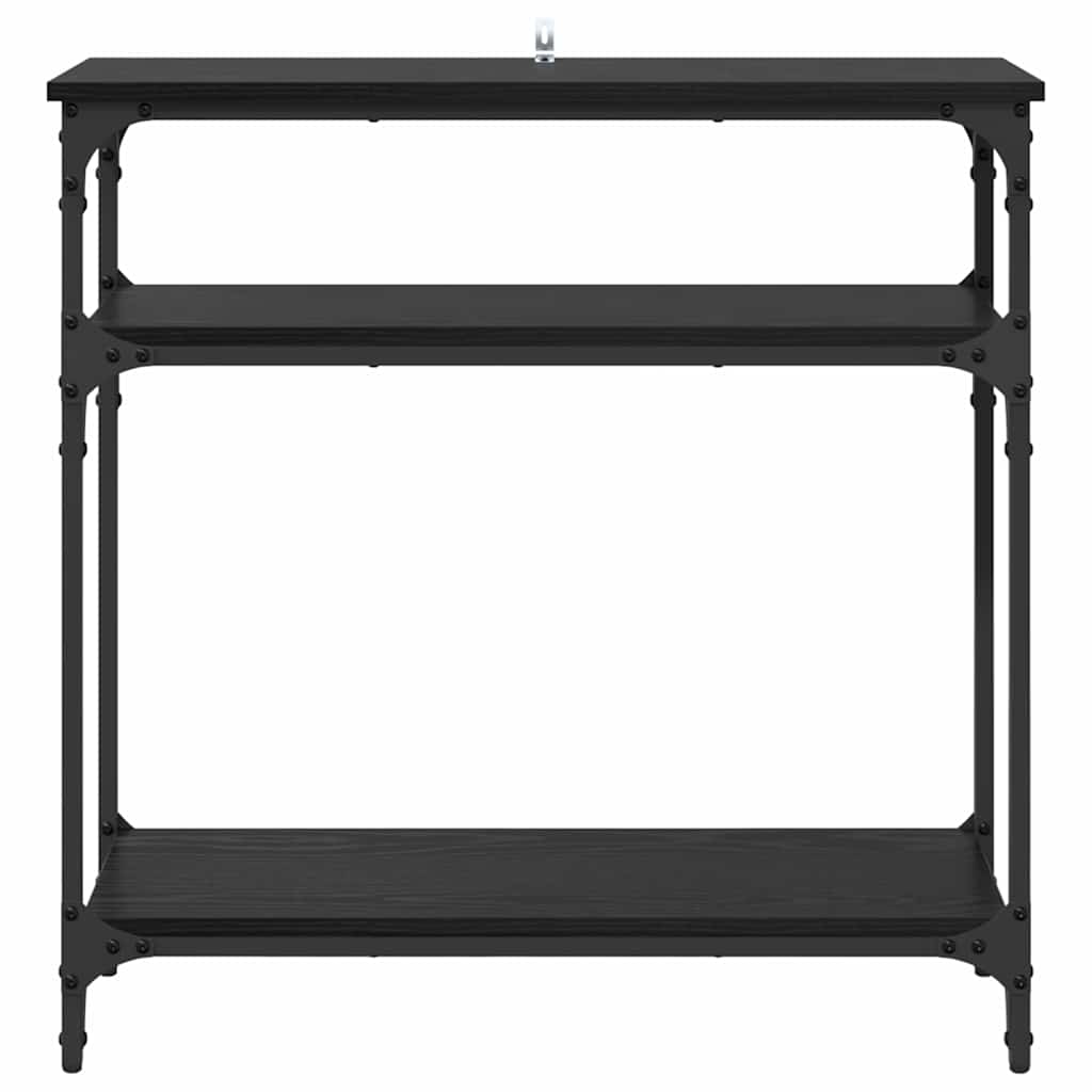 Wandtafel met plank Zwart Eiken 75 x 29 x 75 cm Bewerkt hout