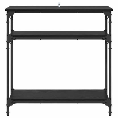 Wandtafel met plank Zwart Eiken 75 x 29 x 75 cm Bewerkt hout