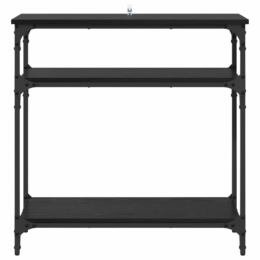 Wandtafel met plank Zwart Eiken 75 x 29 x 75 cm Bewerkt hout