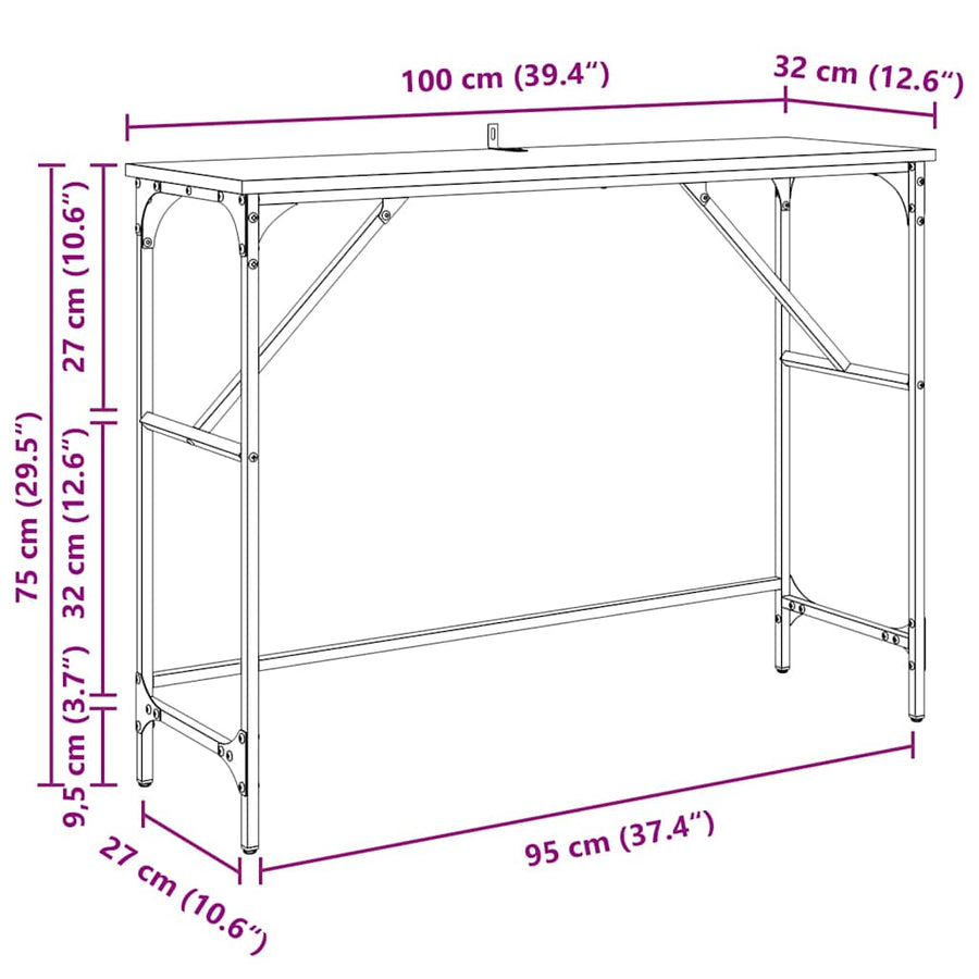 Wandtafel Oudhout 100 x 32 x 75 cm Bewerkt hout