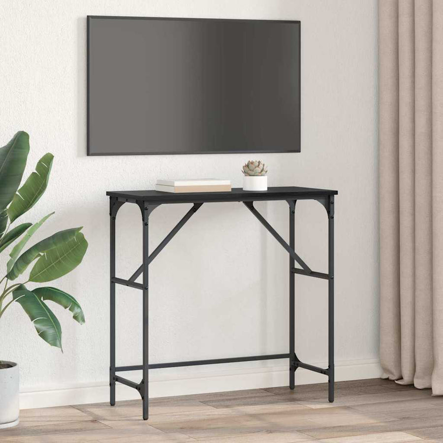 Wandtafel Zwart Eiken 75 x 32 x 75 cm Bewerkt hout