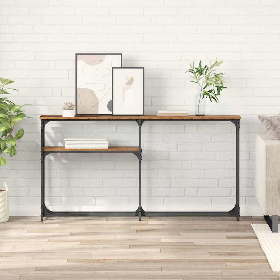 Consoletafel Oud hout 145x22.5x75cm Bewerkt hout