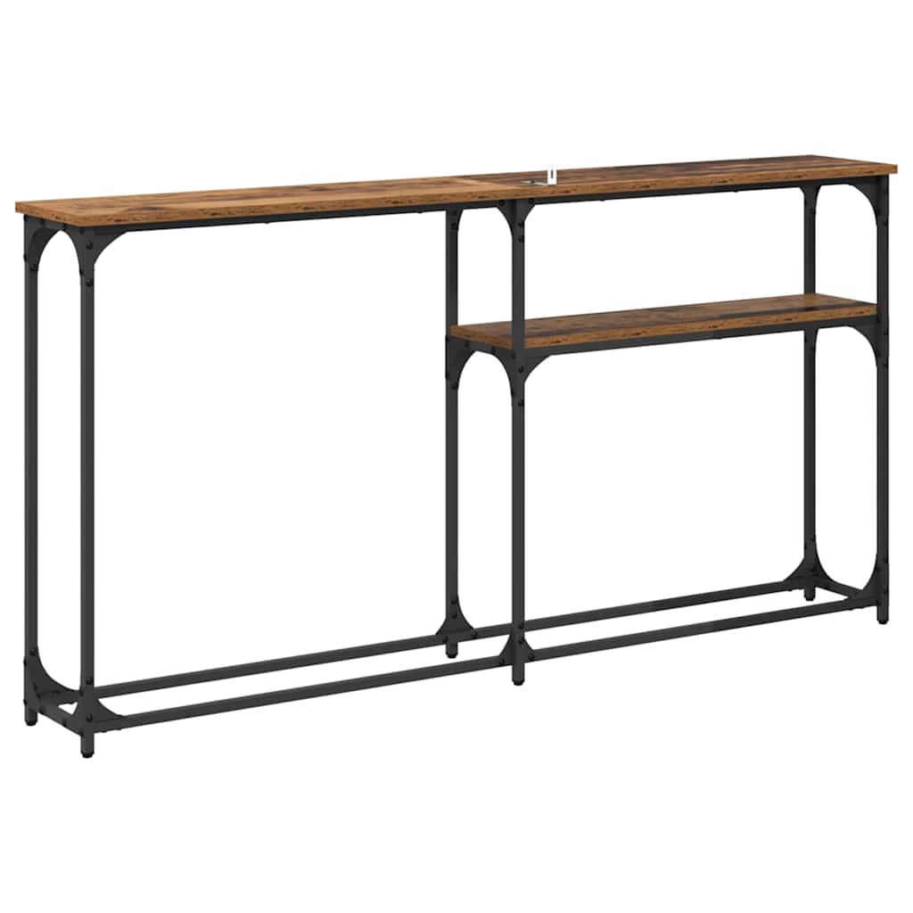 Consoletafel Oud hout 145x22.5x75cm Bewerkt hout