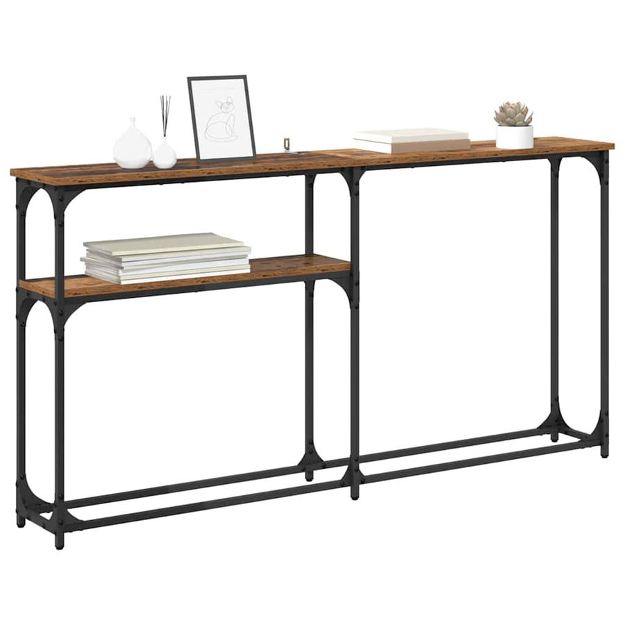 Consoletafel Oud hout 145x22.5x75cm Bewerkt hout
