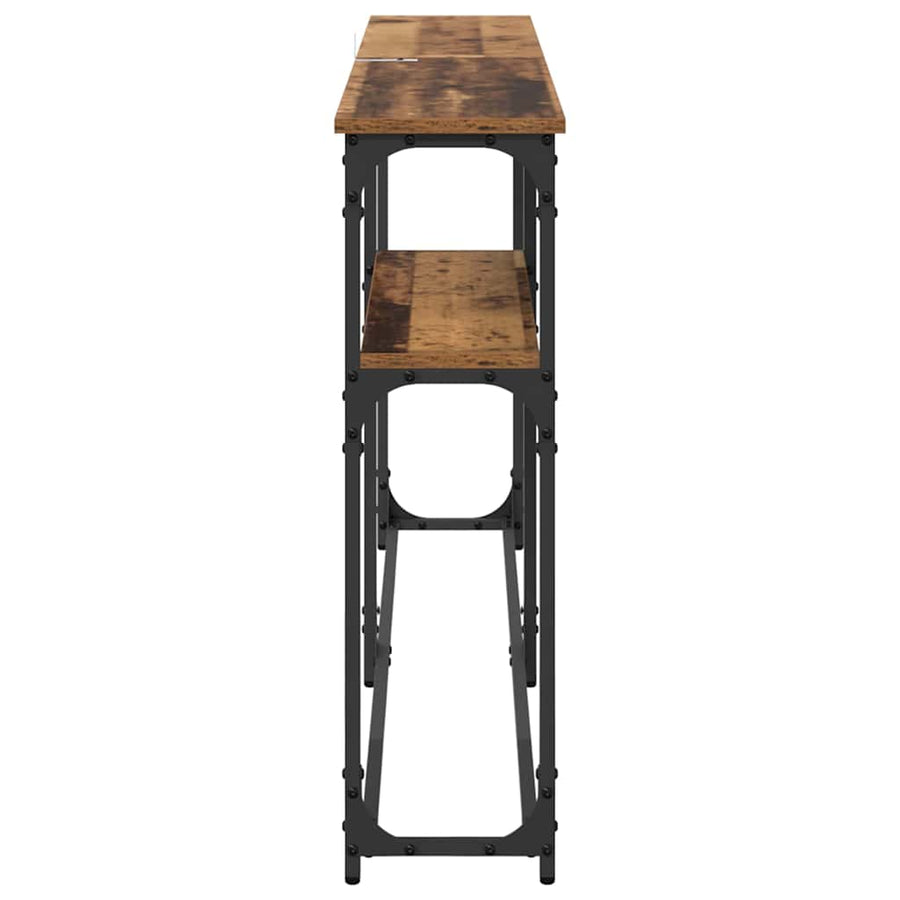 Consoletafel Oud hout 145x22.5x75cm Bewerkt hout