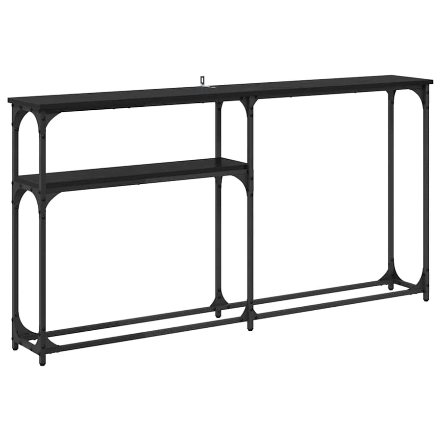 Consoletafel Zwart Eiken 146 x 22,5 x 75 cm Bewerkt hout