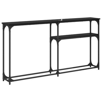 Consoletafel Zwart Eiken 146 x 22,5 x 75 cm Bewerkt hout