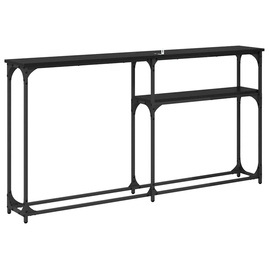 Consoletafel Zwart Eiken 146 x 22,5 x 75 cm Bewerkt hout