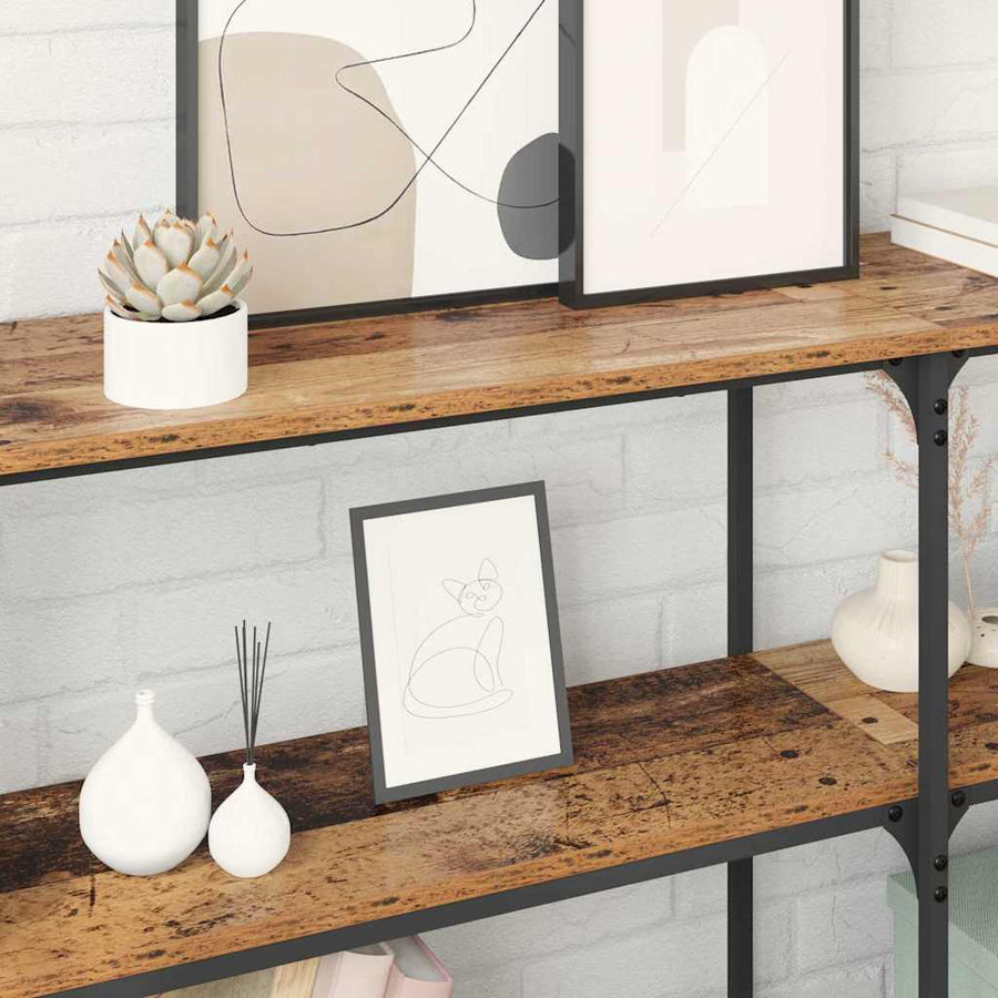 Wandtafel Oud Hout 150 x 29 x 75 cm Geperst Hout en Metaal