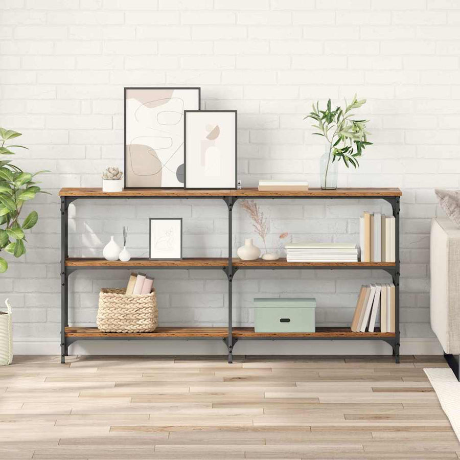 Wandtafel Oud Hout 150 x 29 x 75 cm Geperst Hout en Metaal